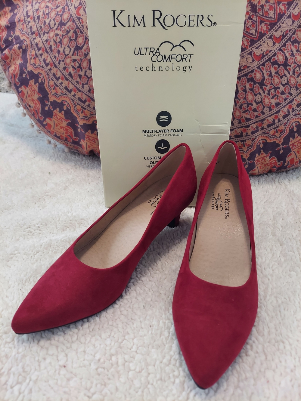 Kim Rogers Lolita Women's Red Suede Kitten Heel Pumps NIB Size 8.5